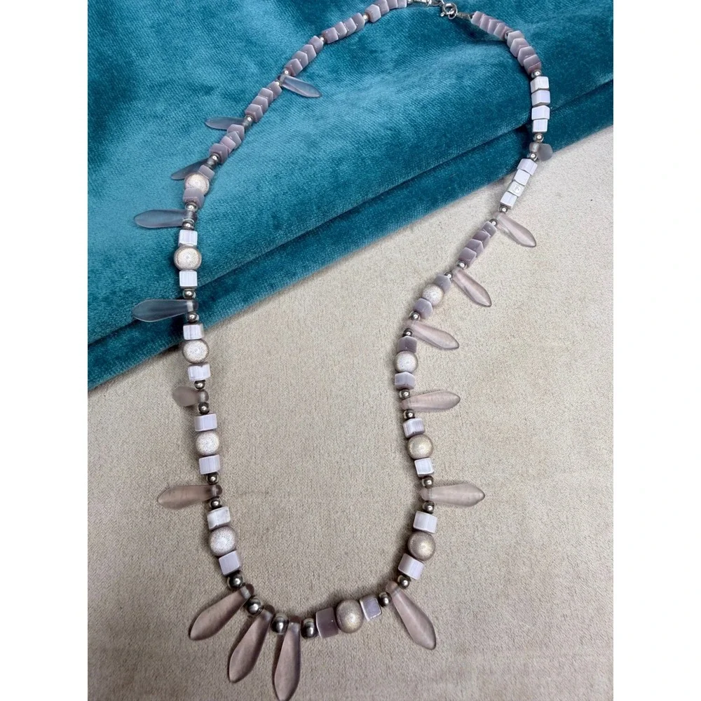 Vintage 925 Sterling Silver Beaded Necklace 18